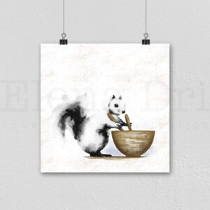 Squirrel with salad bowl