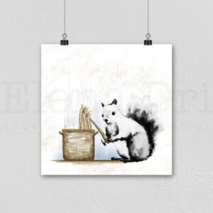 Squirrel with pasta pot
