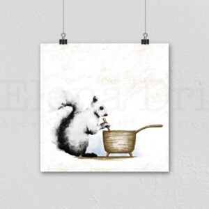 Squirrel with saucepan