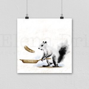 Squirrel with skillet