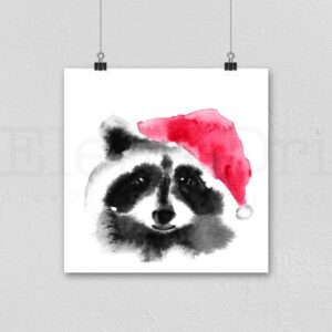 Christmas Raccoon Portrait