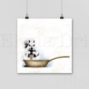 Squirrel with frying pan